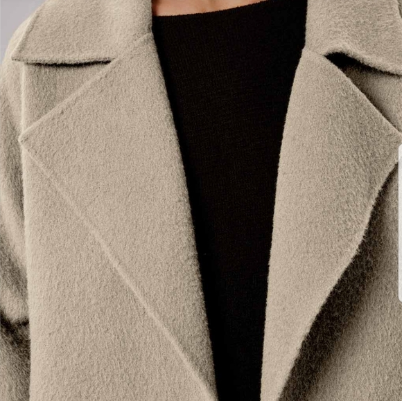 NWT Sylvia Alpaca Wool Belted Trench Coat (Buttermilk) - NAP Loungewear - Picture 5 of 15